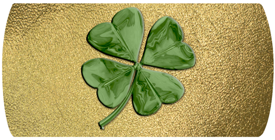 Custom (5 5X2 75) Green 4 Leaf Clover Shimmer Gold